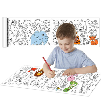 Children's Coloring Drawing Roll ( 3 Meter ) with Color Markers