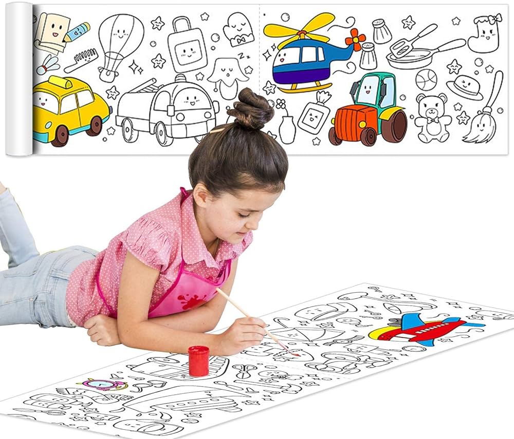 Children's Coloring Drawing Roll ( 3 Meter ) with Color Markers