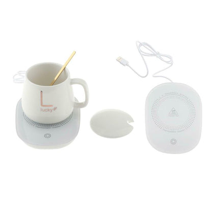 Ceramic Coffee Cup With Heating Pad, Mug Warmer Mat