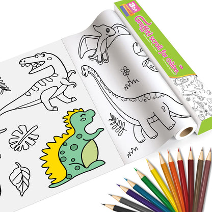 Children's Coloring Drawing Roll ( 3 Meter ) with Color Markers