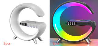 G-Shape: RGB Clock Lamp & Bluetooth Speaker with Wireless Charging