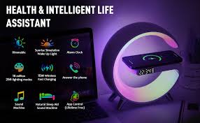 G-Shape: RGB Clock Lamp & Bluetooth Speaker with Wireless Charging