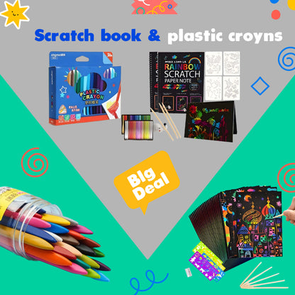 Scratch Painting - Magic Book + Plastic Crayon