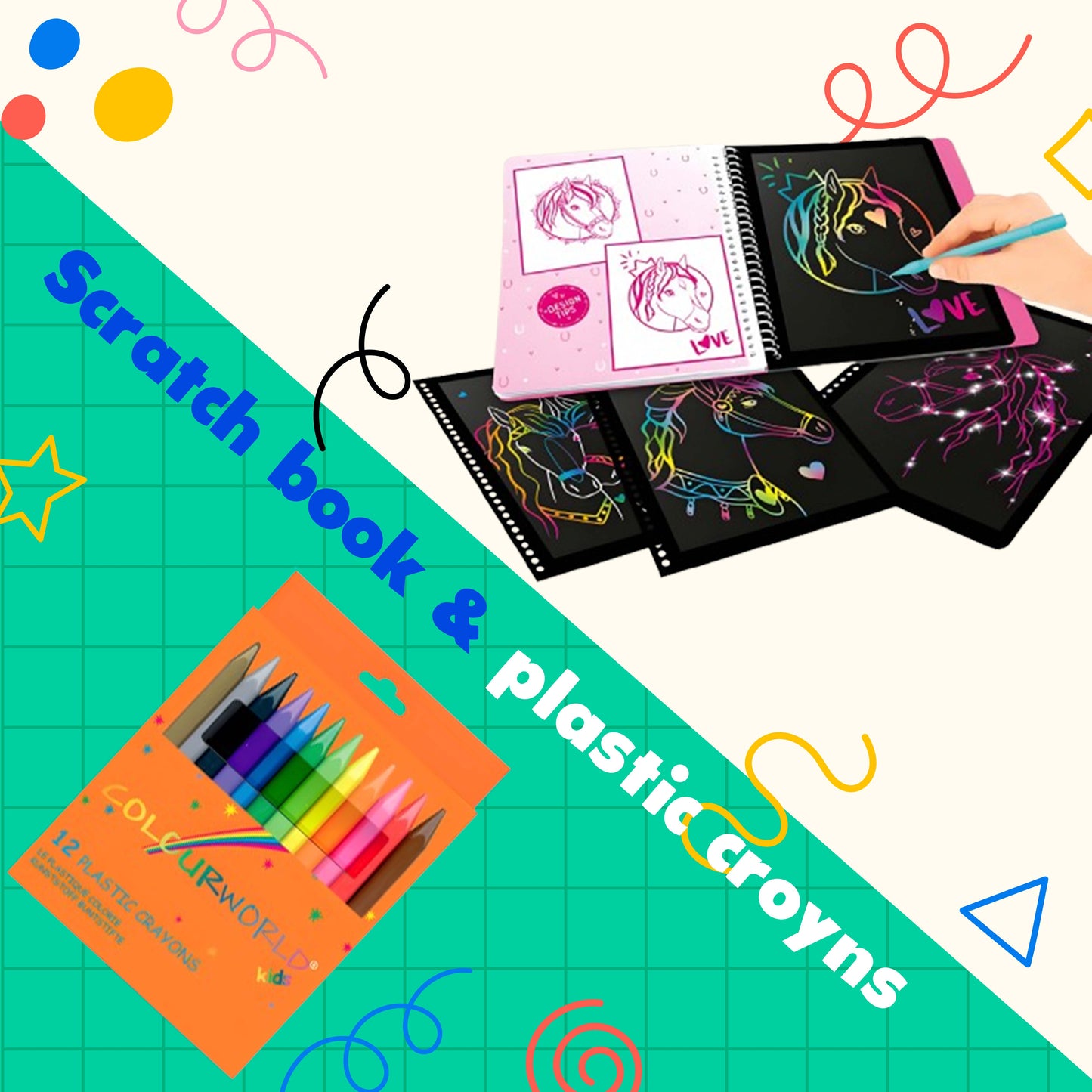 Scratch Painting - Magic Book + Plastic Crayon