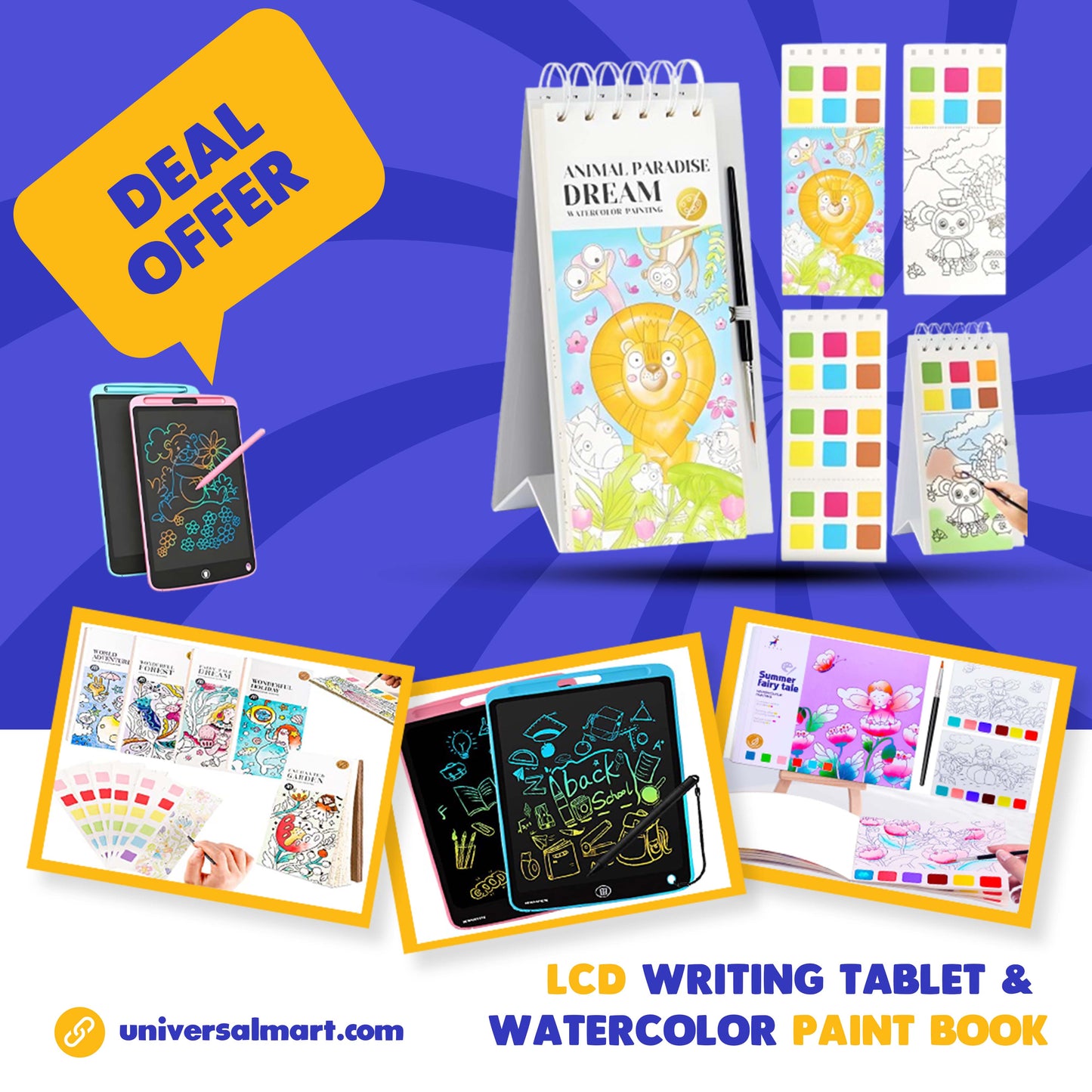 Pocket Water Color Book + Lcd Writing Tablet