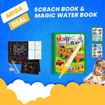 Magic water color book + Scratch Book